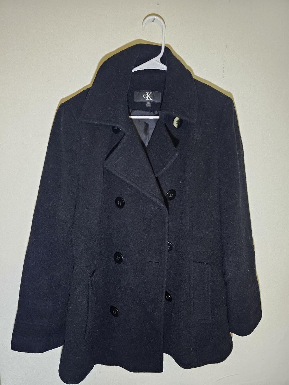 Calvin Klein Double-Breasted Pea Coat Black Women’s Size M Medium